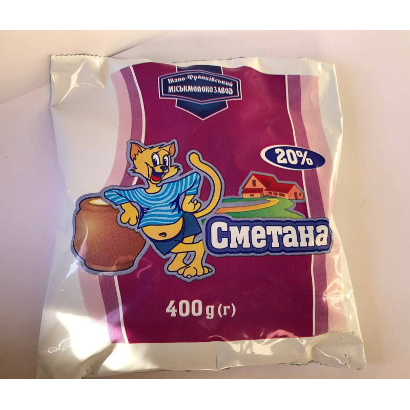 Сметана ФРАНКІВСЬКИЙ МОЛОКОЗАВОД 20%, 400г, плівка поліетиленова